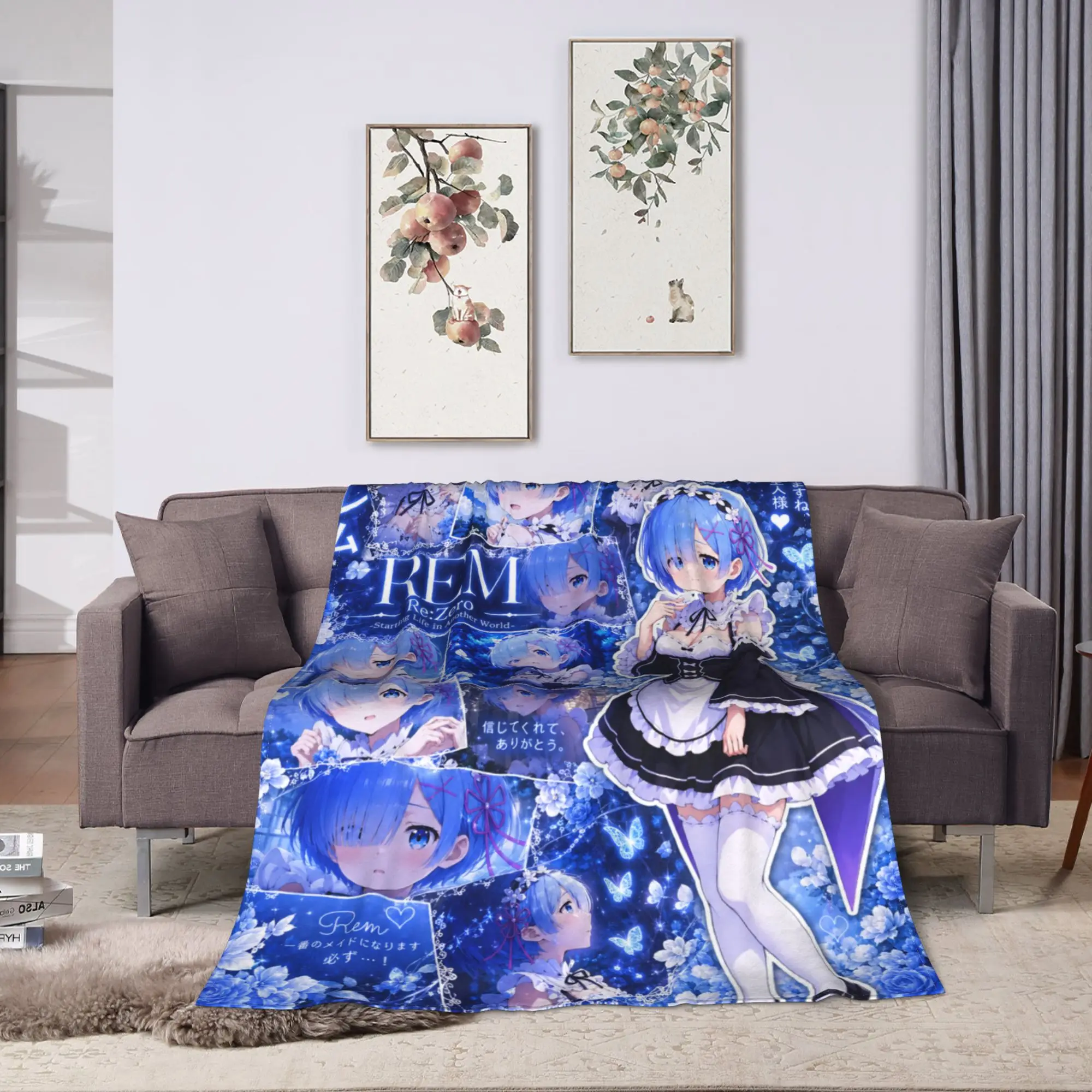 Anime Re Life In A Different World From Zero Rem Super Warm Blanket  Plush Throw Blanket Couch Chair Flannel Bedspread Bed Cover