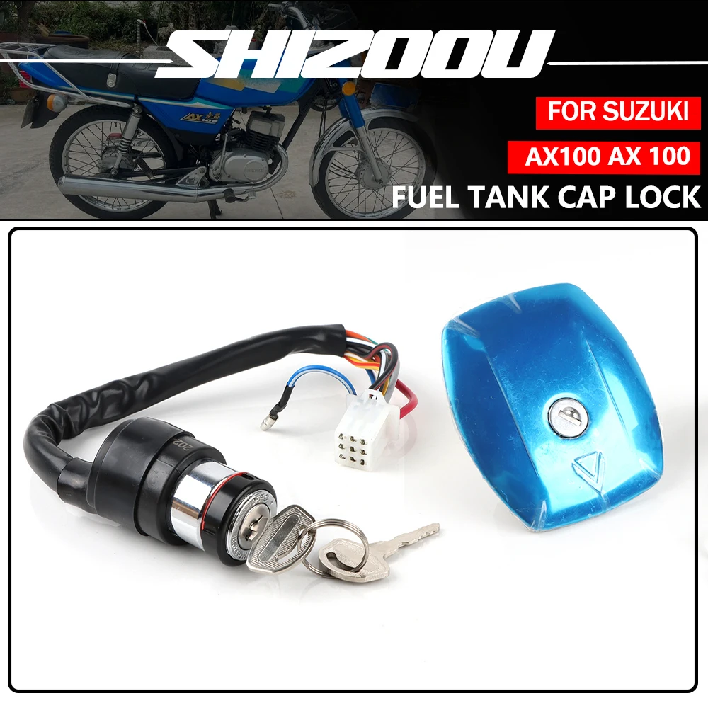 Juego de bloqueo de interruptor de encendido de motocicleta, bloqueo de tapa de tanque, bloqueo de tanque de combustible para Haojue Suzuki AX100 AX 100, juego de bloqueo