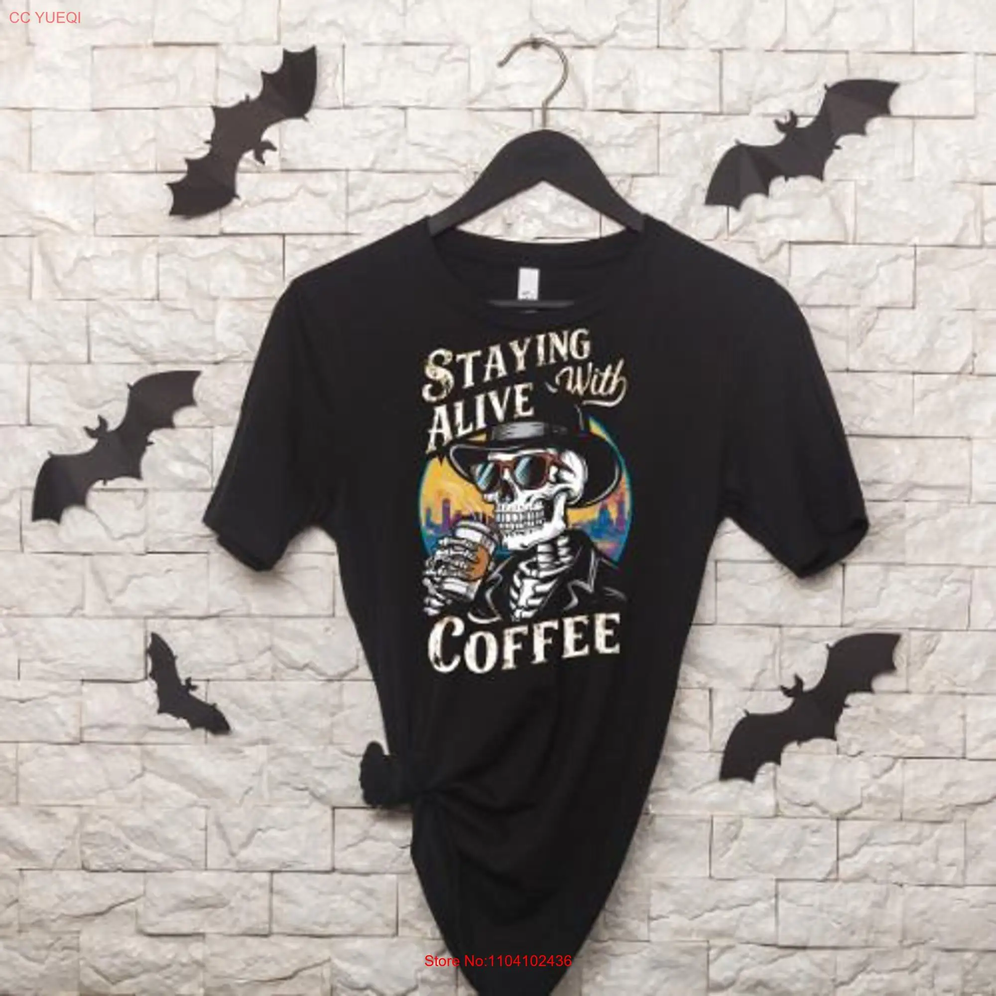 Staying Alive With Coffee Suave Skeleton classic tee long or short sleeves