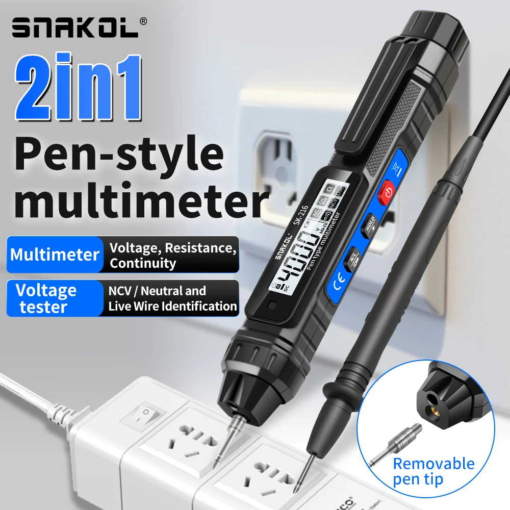 SANKOL SK-216 Digital Multimeter 4000 Counts NCV Voltage Detector Pen Auto Range Capacitance Ohm High Precision Tester