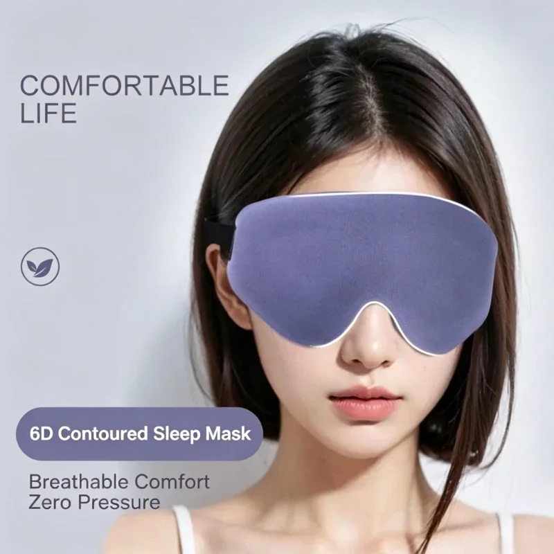 Men Women 6D Contour Sleep Blindfold Light Blocking Breathable No Stuffing Zero Eye Pressure Eye Fatigue Relief Sleep Mask