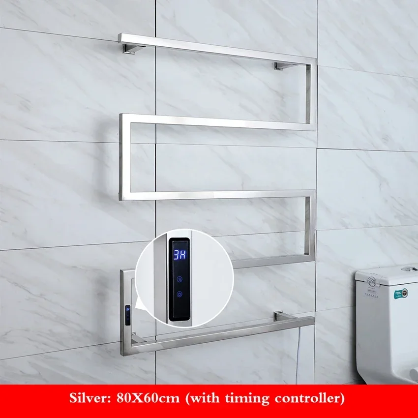 Electric Towel Rack 304 SUS 80*60*12cm Constant Temperature Heated Towel Warmer Can be Timing/Temperature adjustment