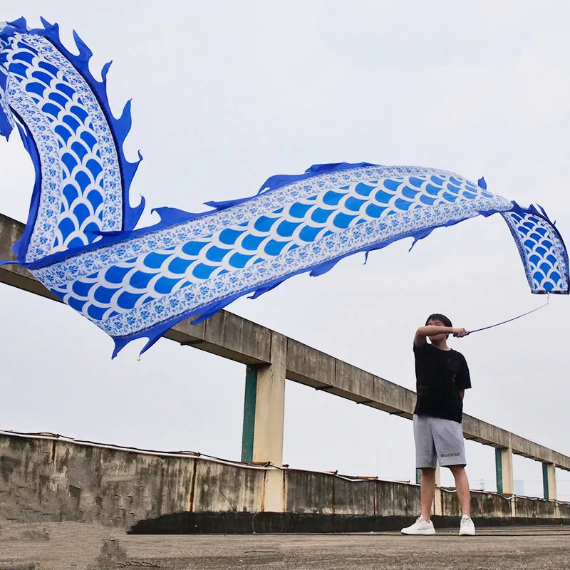 

Blue And White Porcelain Swing Rod Dragon Dance For Adults Festival Performance Prop Outdoor Ribbon Practice Washable