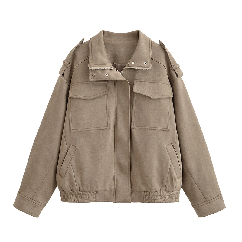 

Новая женская осенне-зимняя теплая куртка из искусственной замши с длинным рукавом и воротником с лацканами и карманами, свободное пальто