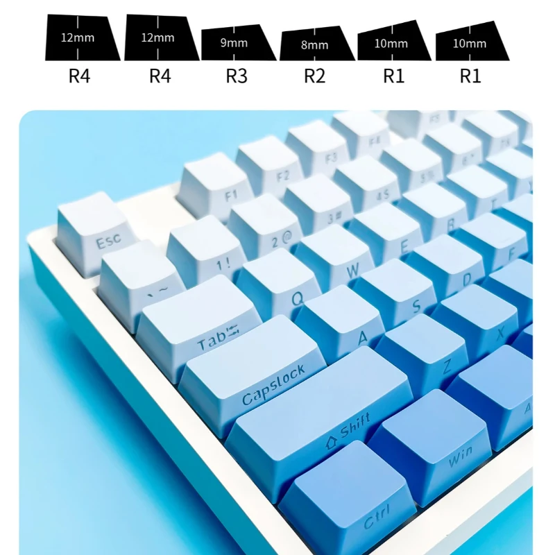 Gradient Keycaps Set Side Engraved Characters Blackberries Purple Blue Green OEM Keycap for Mechanical Keyboard 61 68 87 98 108