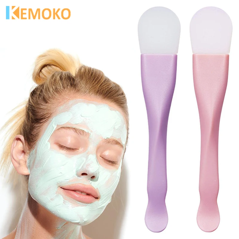 

Double Head Facial Mask Brush Silicone Applicator with Scraper Spatula Stirring Stick Women Face Cleansing Home Makeup Device