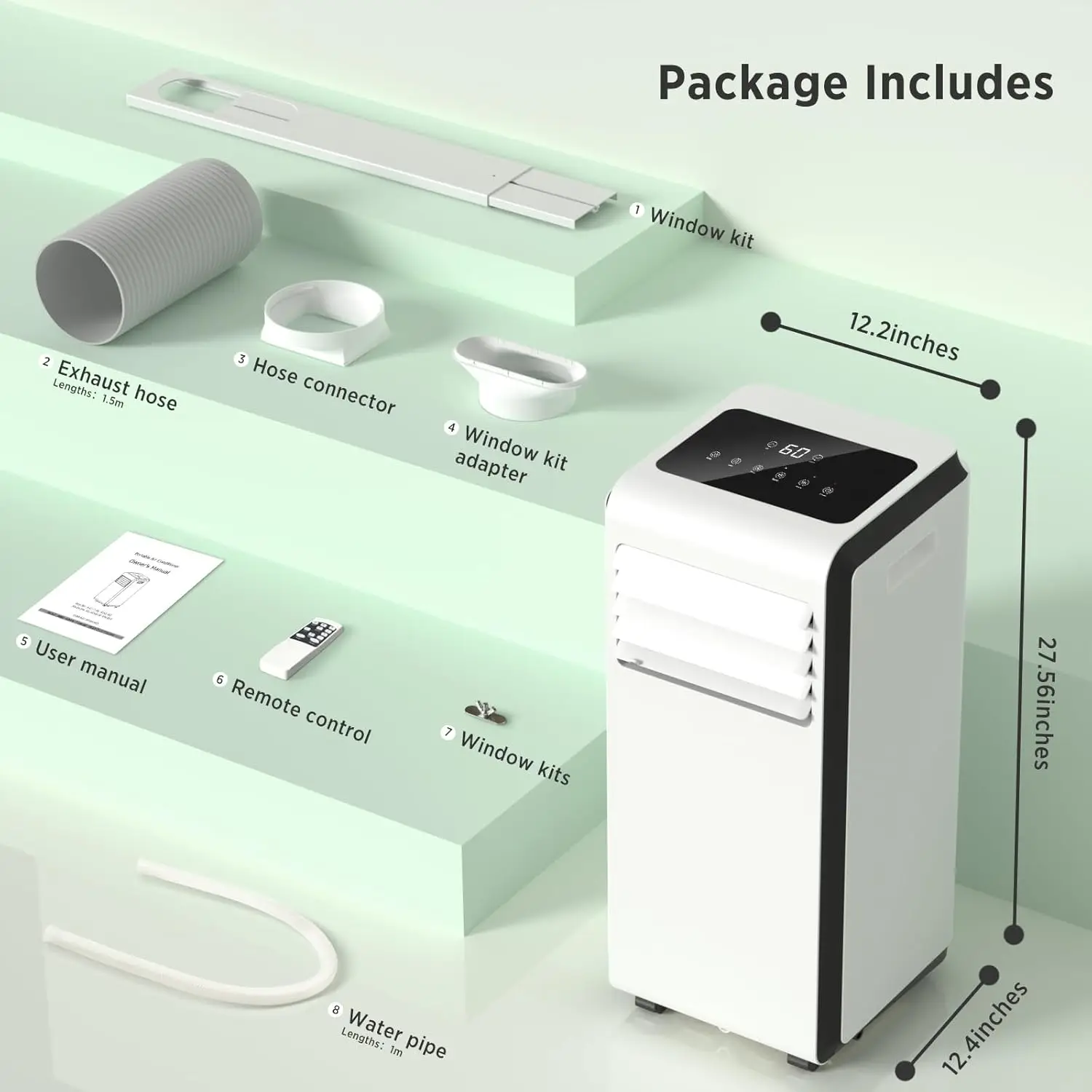 Condicionadores de ar (2024 atualizados) Refrigeram até 350 pés quadrados, CA portátil com modos de resfriamento/desumidificador/ventilador/sono