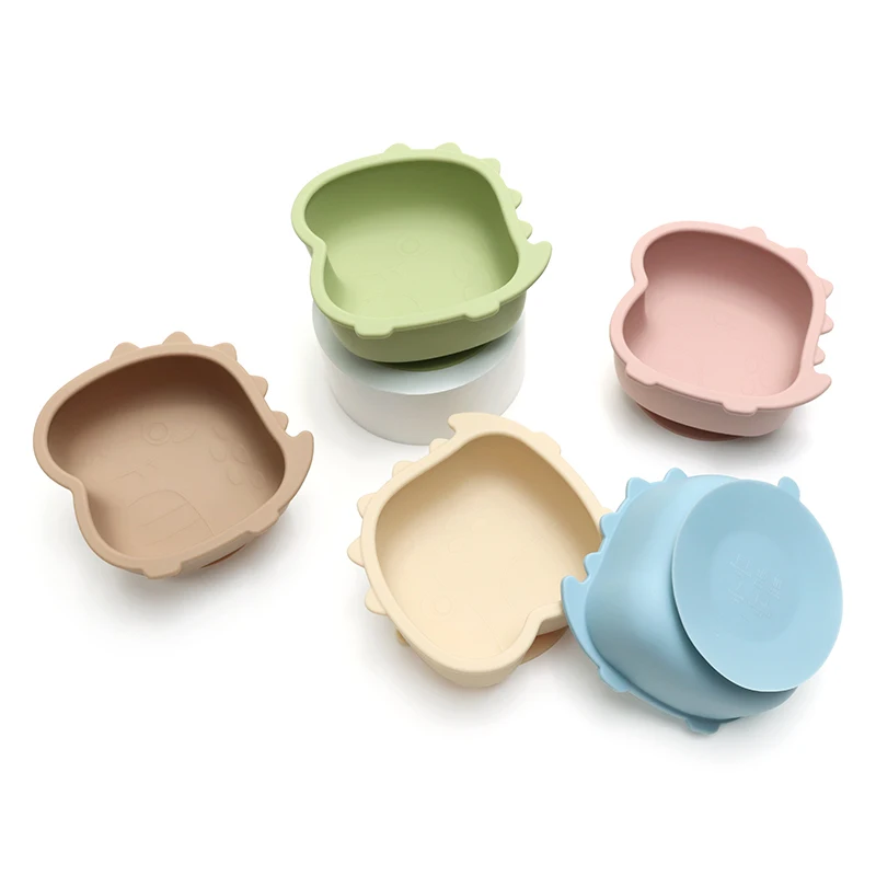 Silicone Baby Bowl Suction Feeding Food Grade 1st Birthday Gift Dinosaur Shaped Bowl
