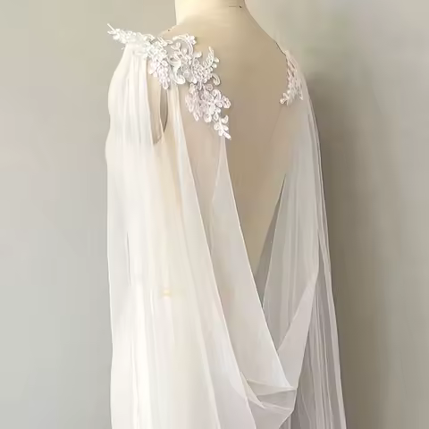 New ivory black wedding bridal cloak wrap shawl tail training prom evening party performance dress DIY Accessories