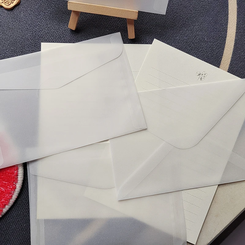 Sobre translúcido en blanco para invitaciones postales, caja de regalo para tarjetas de mensajes, sobres de boda, bolsa de almacenamiento de cartas