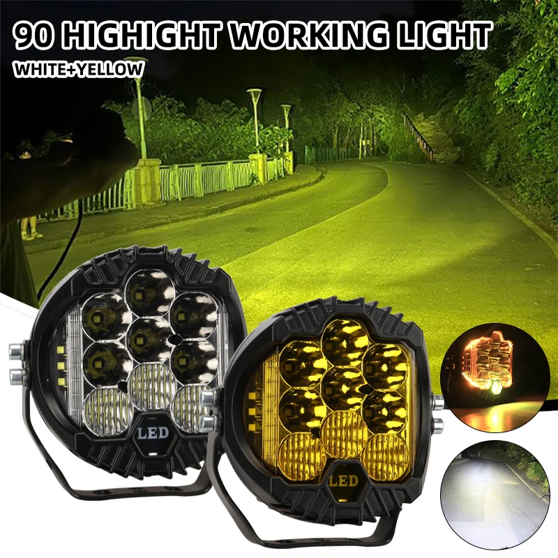 1PCS 90W 5/7Inch LED Light Bar Spotlight Round LED Work Light Universal For Truck SUV Off Road Tractor Headlight 12V/24V