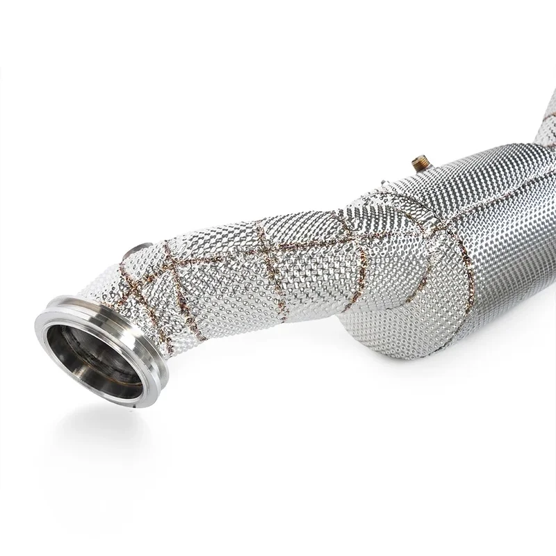Insulated SS304 Exhaust Downpipe Front Pipe with Heat Shield Fit for Maserati Quattroporte 3.0T 2020-2023 Performance