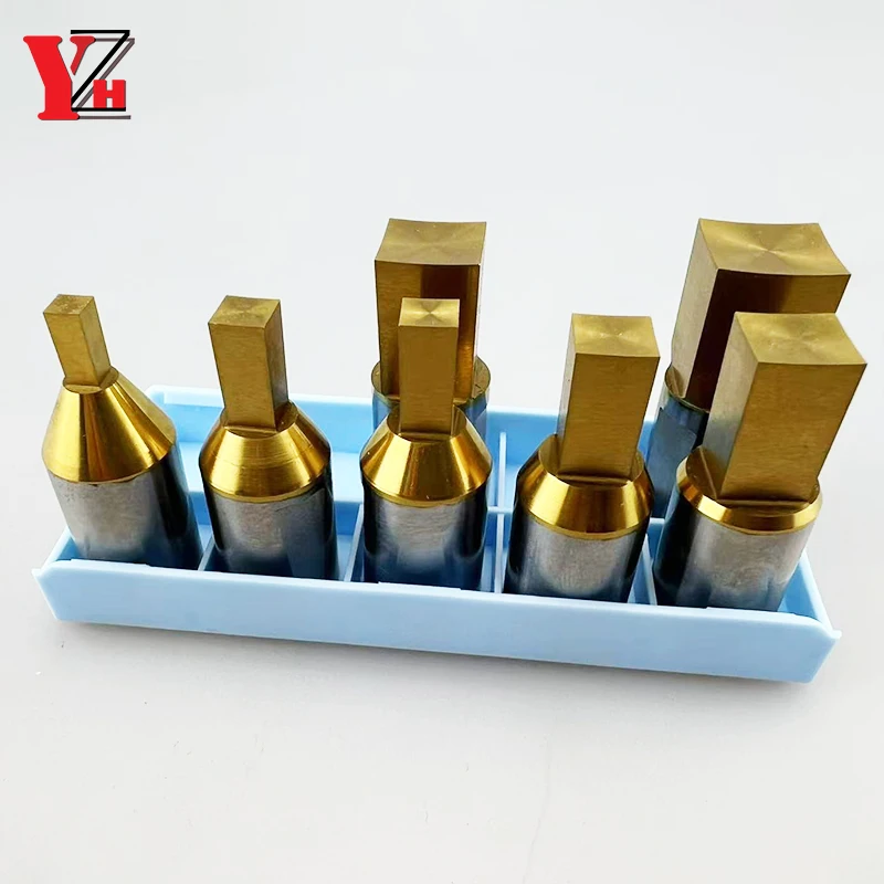 YZH HSS-Co TiN Internal Square Rotating Cutting Punch Head Rotary Broach Punching Tool CNC 6 Shank 8 Shank 16 Shank