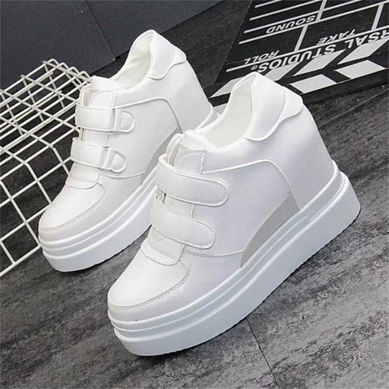 Woman Fashion White Hidden Wedge Shoes Platform Sneakers for Women Casual Shoes Vulcanized shoes 34-40