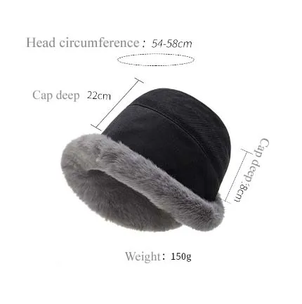 Thickened Plush Warm Fisherman's Hat Woman Autumn And Winter Rolled Edge Mongolian Hat Cold Wind Protection Ear Protection Basin