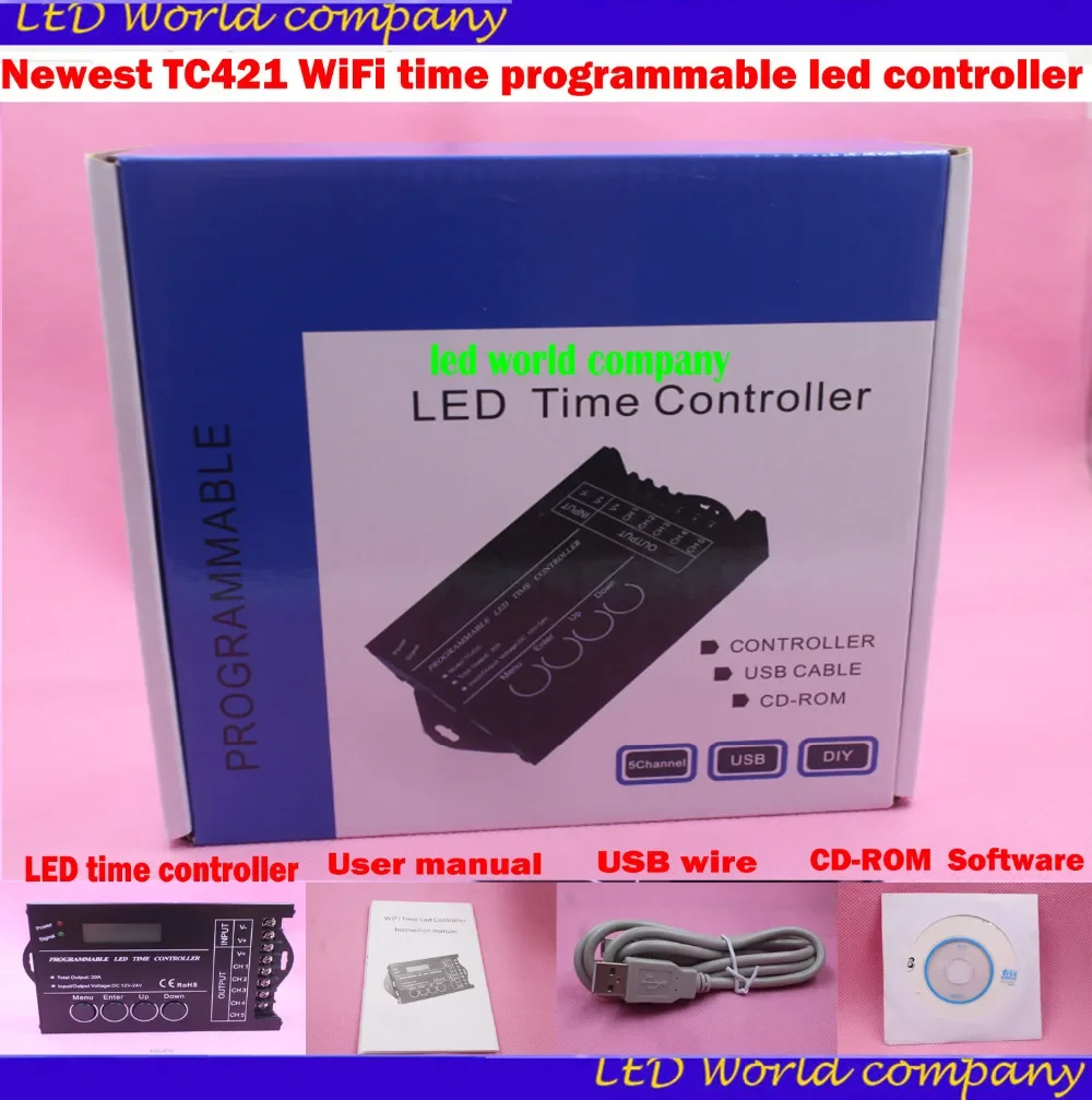 Newest TC421 WiFi time programmable led controller rgb aquarium lighting timer DC12~24V input, 5 channels,max 5*4A RGB Controler