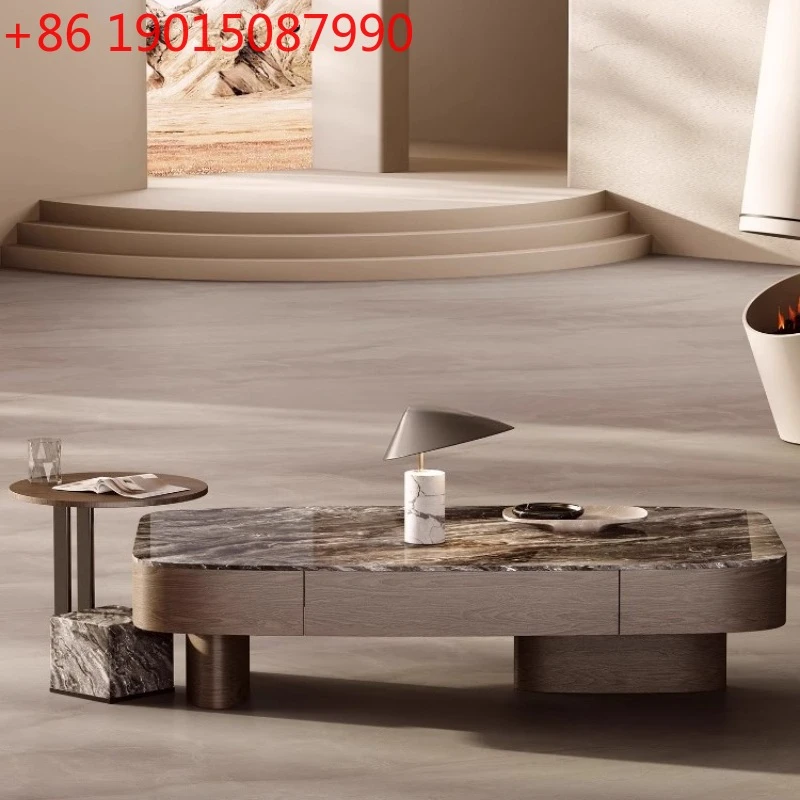 Natural Luxury Stone Coffee Table Italian Style Light Luxury Living Room Home Storage Coffee Table Designer Edition