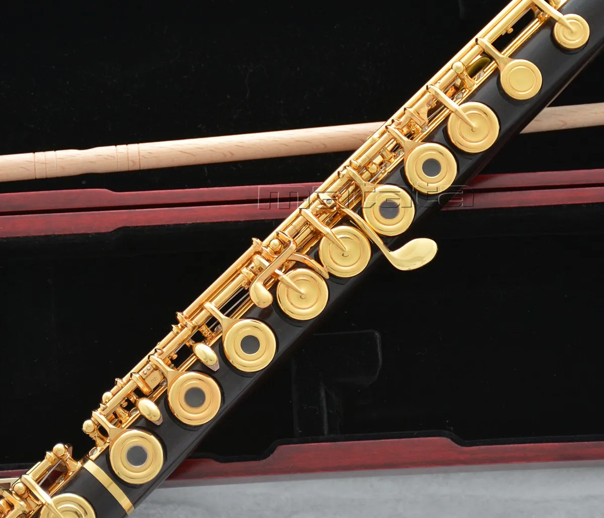 high quality Ebony Wooden C Tone Flute Gold Plated 17 Key Hole Open Holes, Off set G WoodCASE