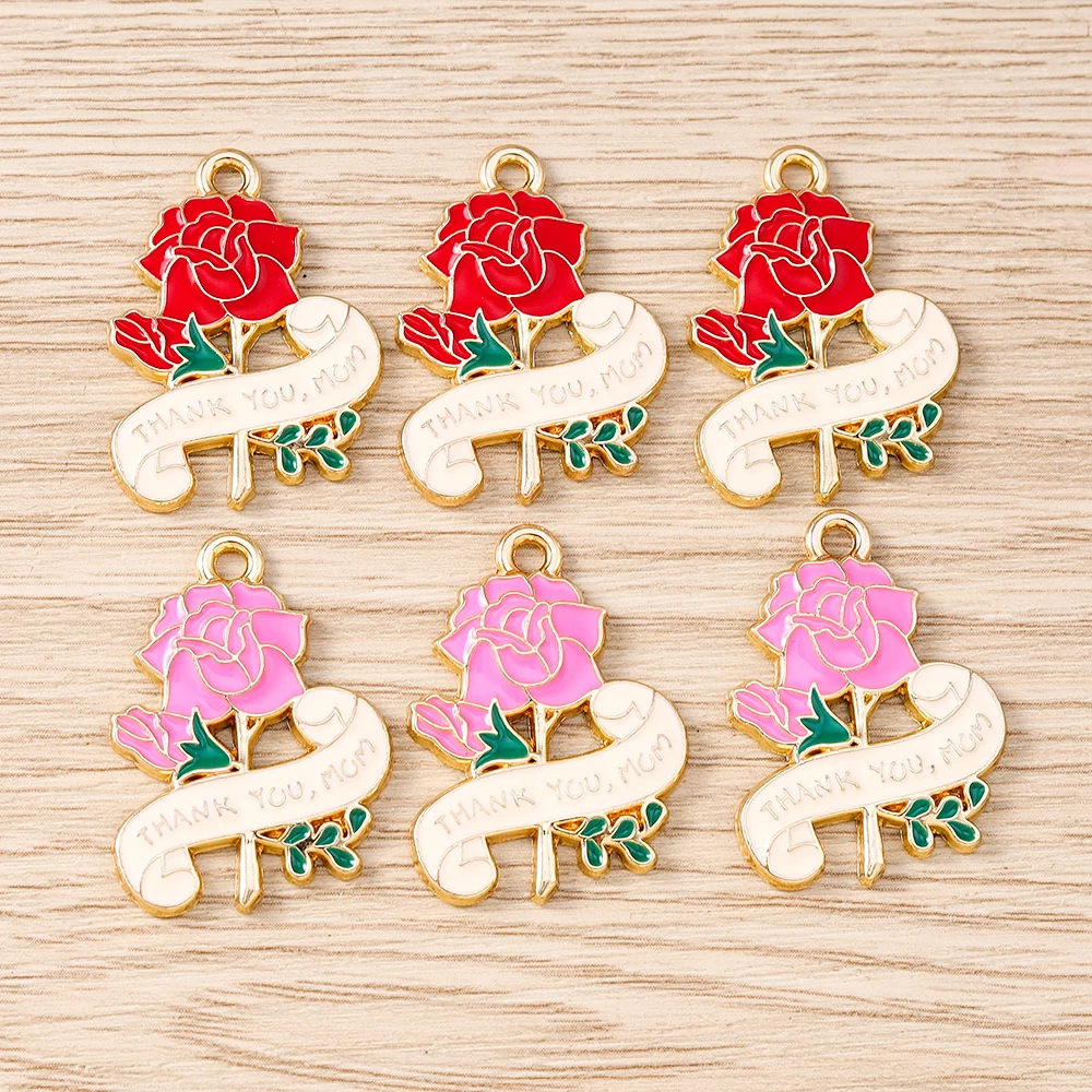 Tusember 10 Stück niedliche Pflanzen-Kaktus-Anhänger, Rosenblüten-Anhänger für handgefertigten Schmuck, Armbänder, Halsketten, Ohrringe – Detail 25
