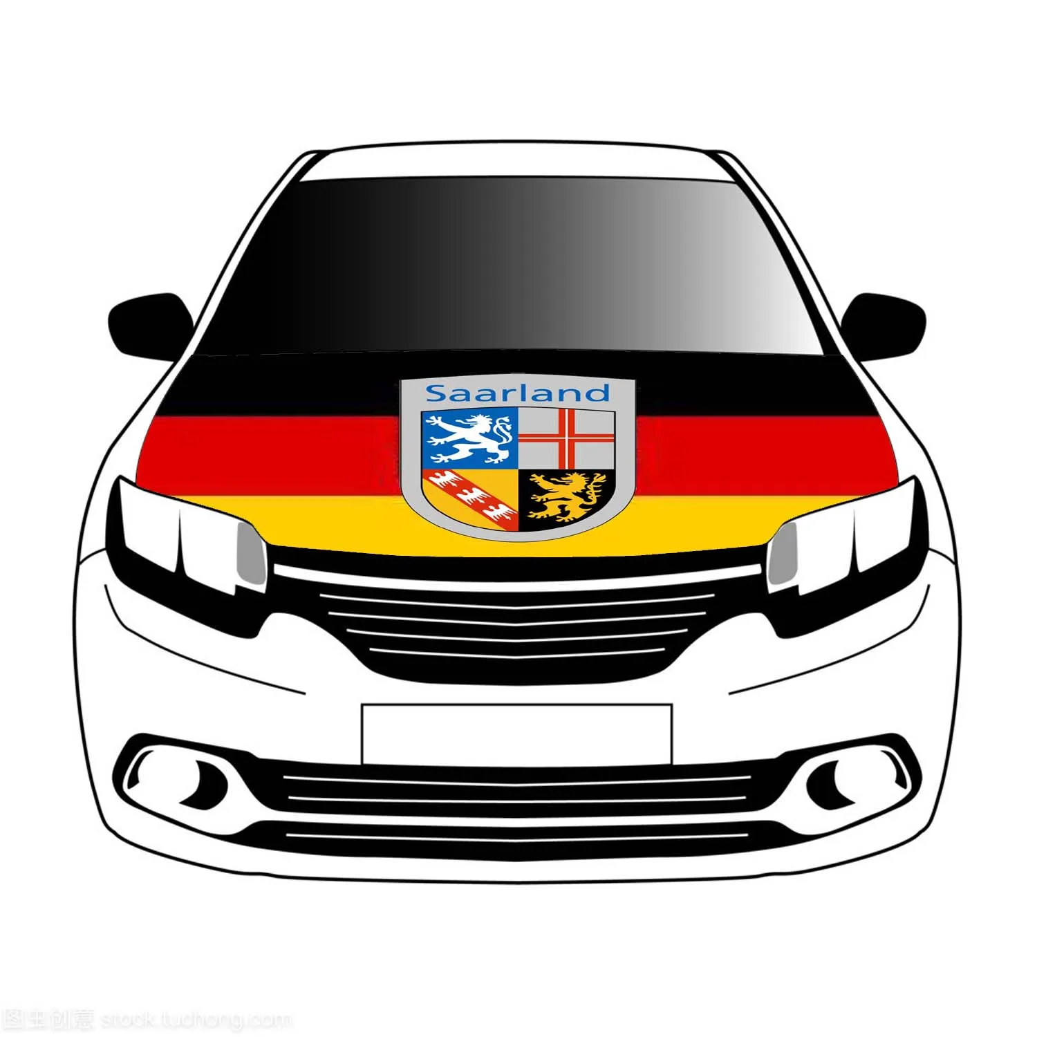 

Saarland state flags car Hood cover 3.3x5ft/5x7ft 100%polyester,engine elastic fabrics can be washed, car bonnet banner