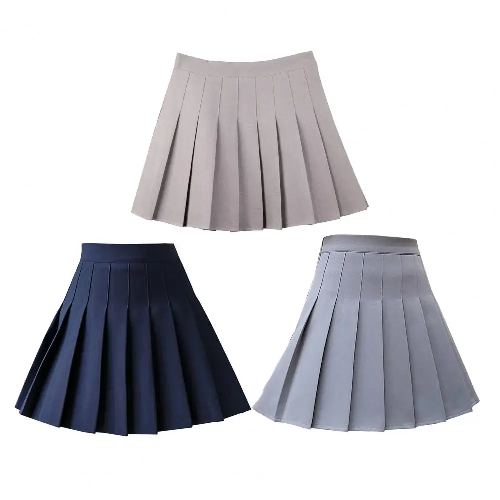 Women Spring Summer Jk A Line Crotch High-waist Short Large Hem Pleated Fashion Skirt Autumn Winter Plaid Half-skirt Hip Lift