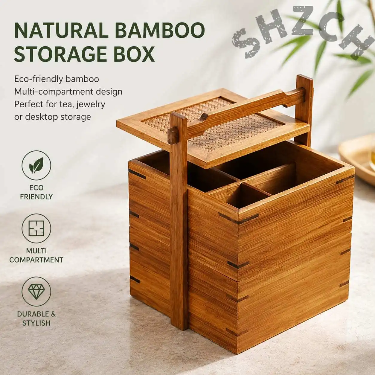 Solid Wood Retro Dried Fruit & Candy Organizer Box with Lid – Compact Tea Set or Picnic Storage Container