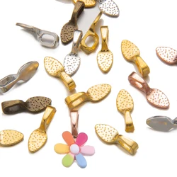 50pcs Necklace Bails Shiny Silver Spoon Shape Glue on Bails Pendants Charms DIY Earring Glass Tiles Jewelry Making Supplies