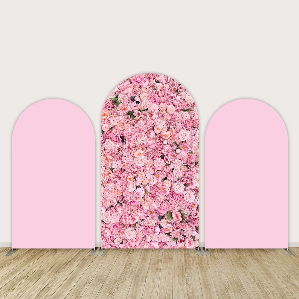 

Pink Floral Wedding Arch Cover Backdrop Chiara Wall Newborn Baby Shower Background for Photography Props Photo Studio Banner