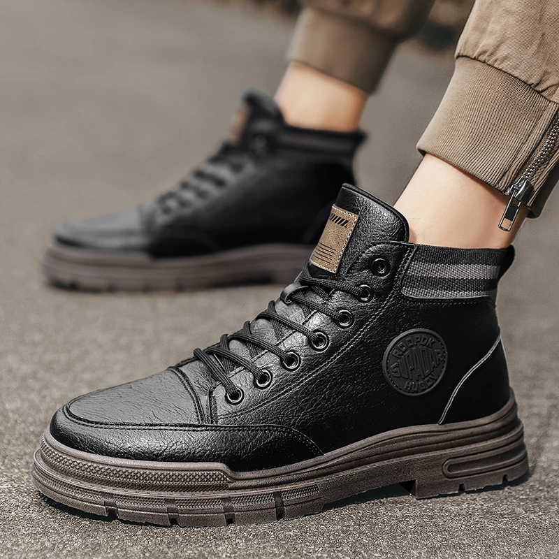 

New Men's Shoes Casual Men's Boots High Top Outdoor Leather Platform Vintage Chelsea Denim Ankle Botas Designer Luxury Winter