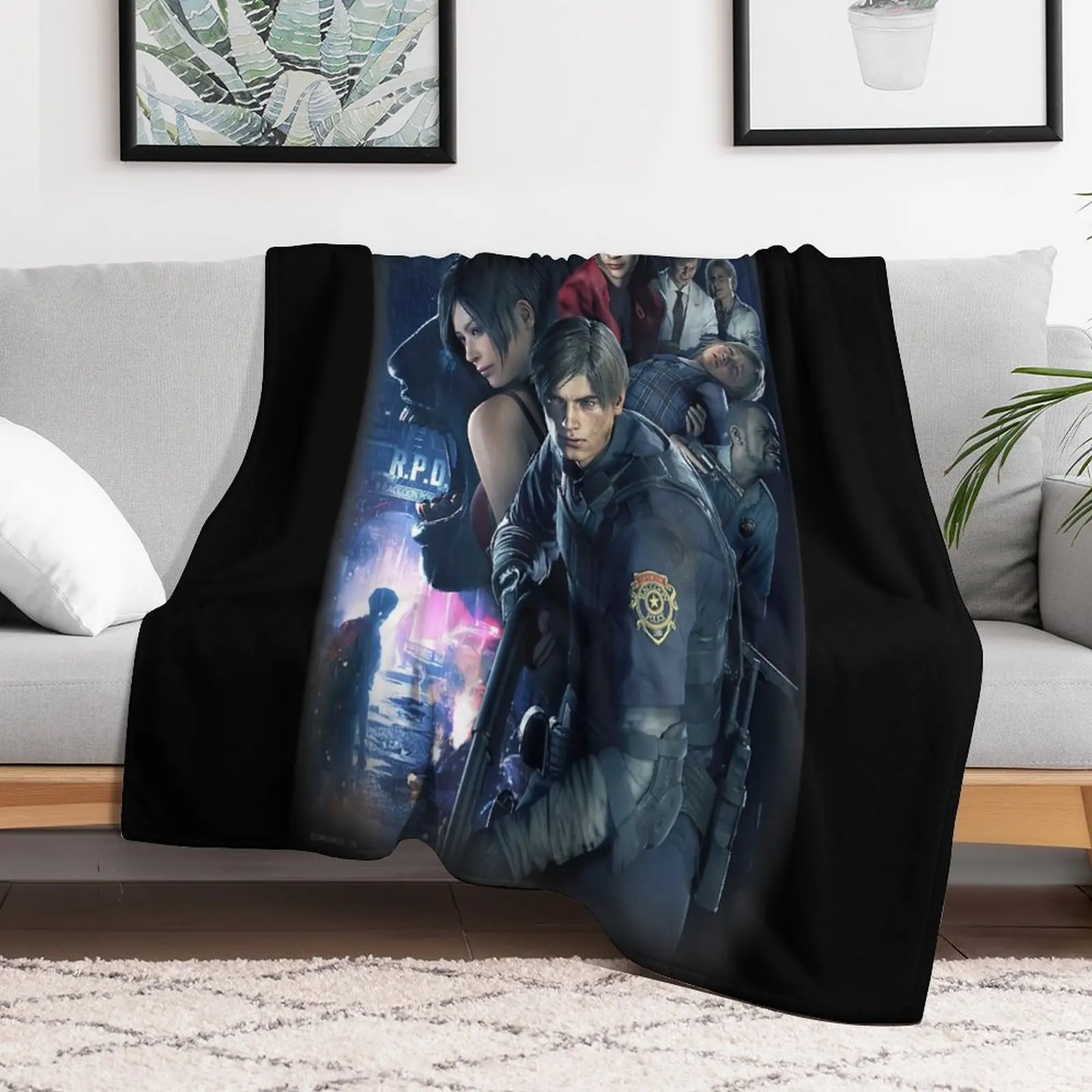 

RESIDENT EVIL 2 Throw Blanket Sofa Quilt anime Designers manga Blankets