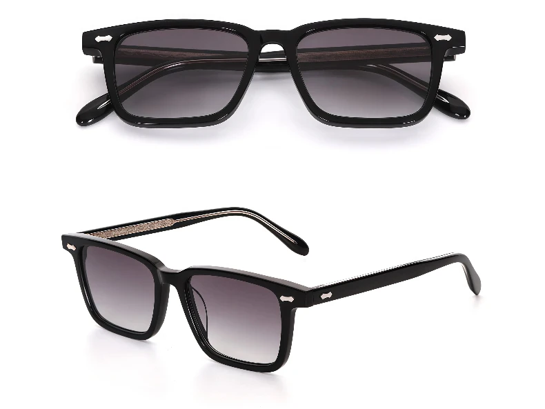 LumoGaze Modische Retro Quadratische Damen-Sonnenbrille Retro Herren-Luxus-Sonnenbrille mit Nieten-Design Handgefertigte Acetatfaser-Sonnenbrille UV400 – Detail 17