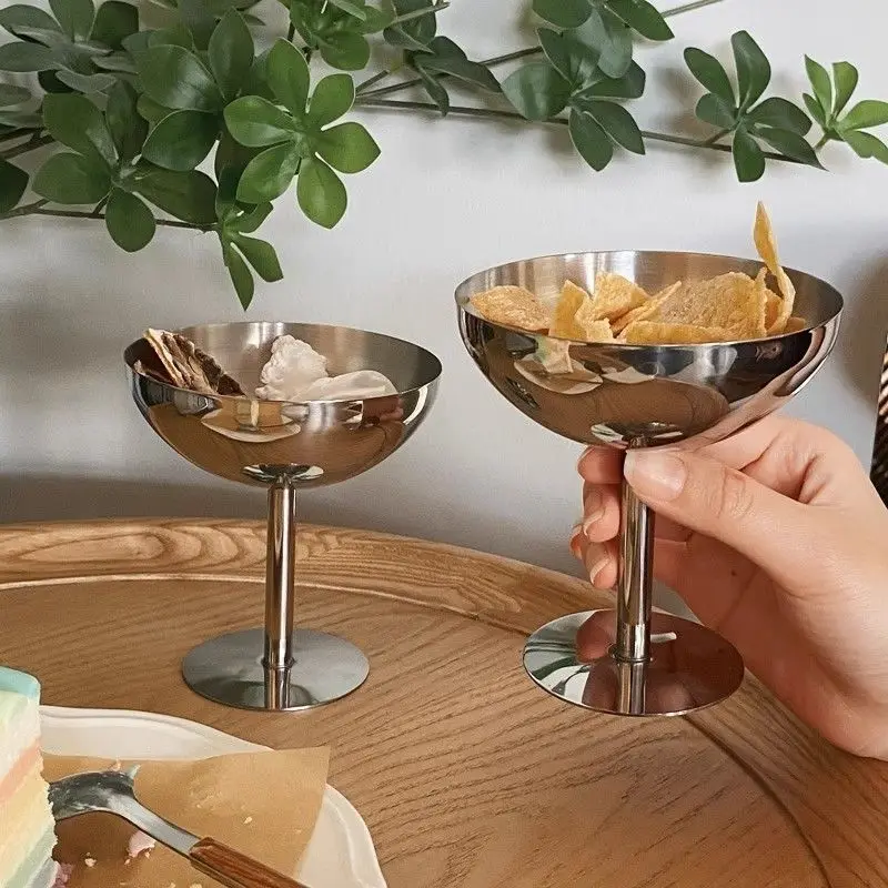 أكواب حلوى من الفولاذ المقاوم للصدأ، كوب آيس كريم فاخر، كوب حلوى زبادي عالي القدمين، أطباق تقديم، طبق كعكة وعاء الفاكهة #1