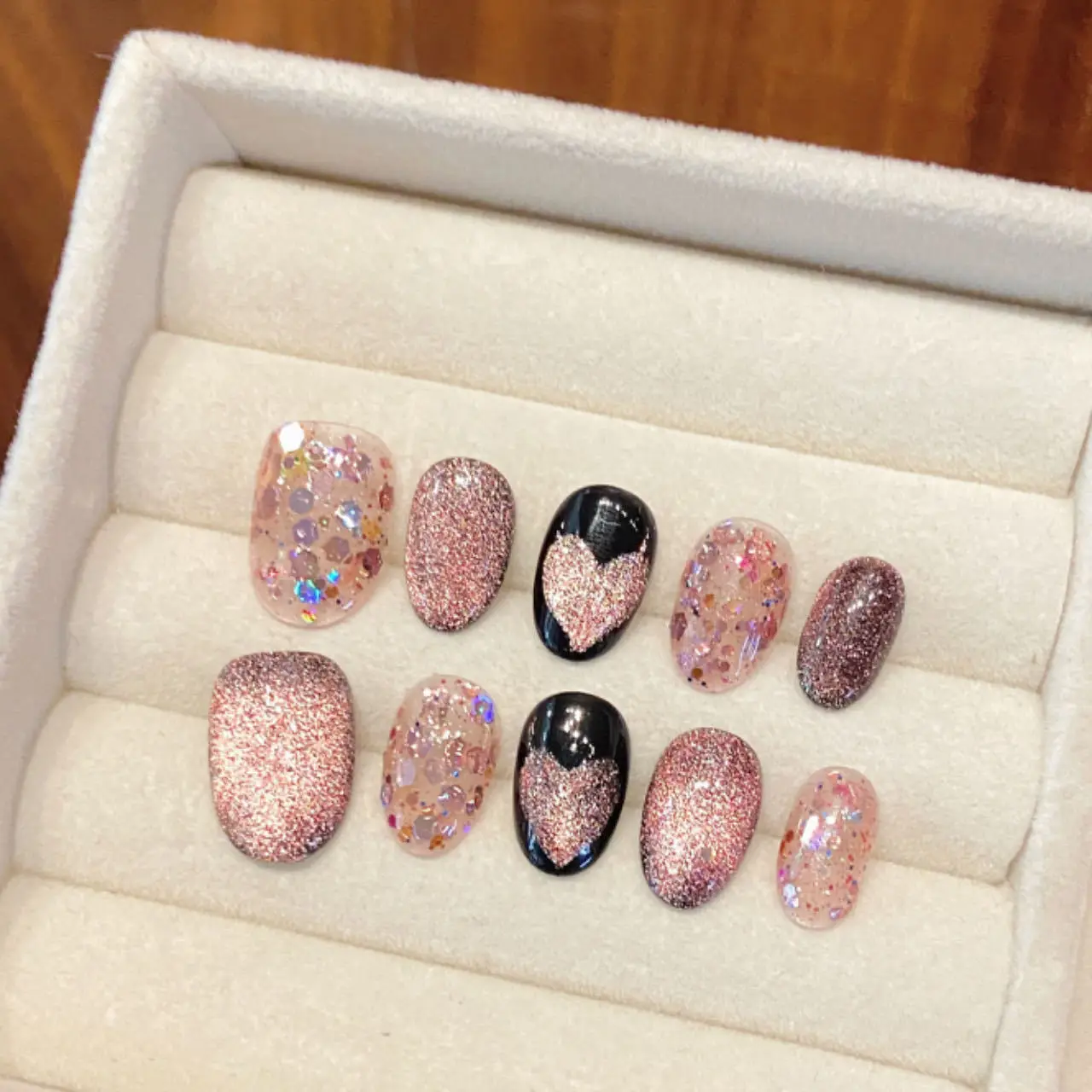 light-luxury-handmade-press-on-nails-caixao-frances-olho-de-gato-unhas-falsas-com-diamante-cobertura-completa-wearable-ponta-de-unha-artificial-10pcs