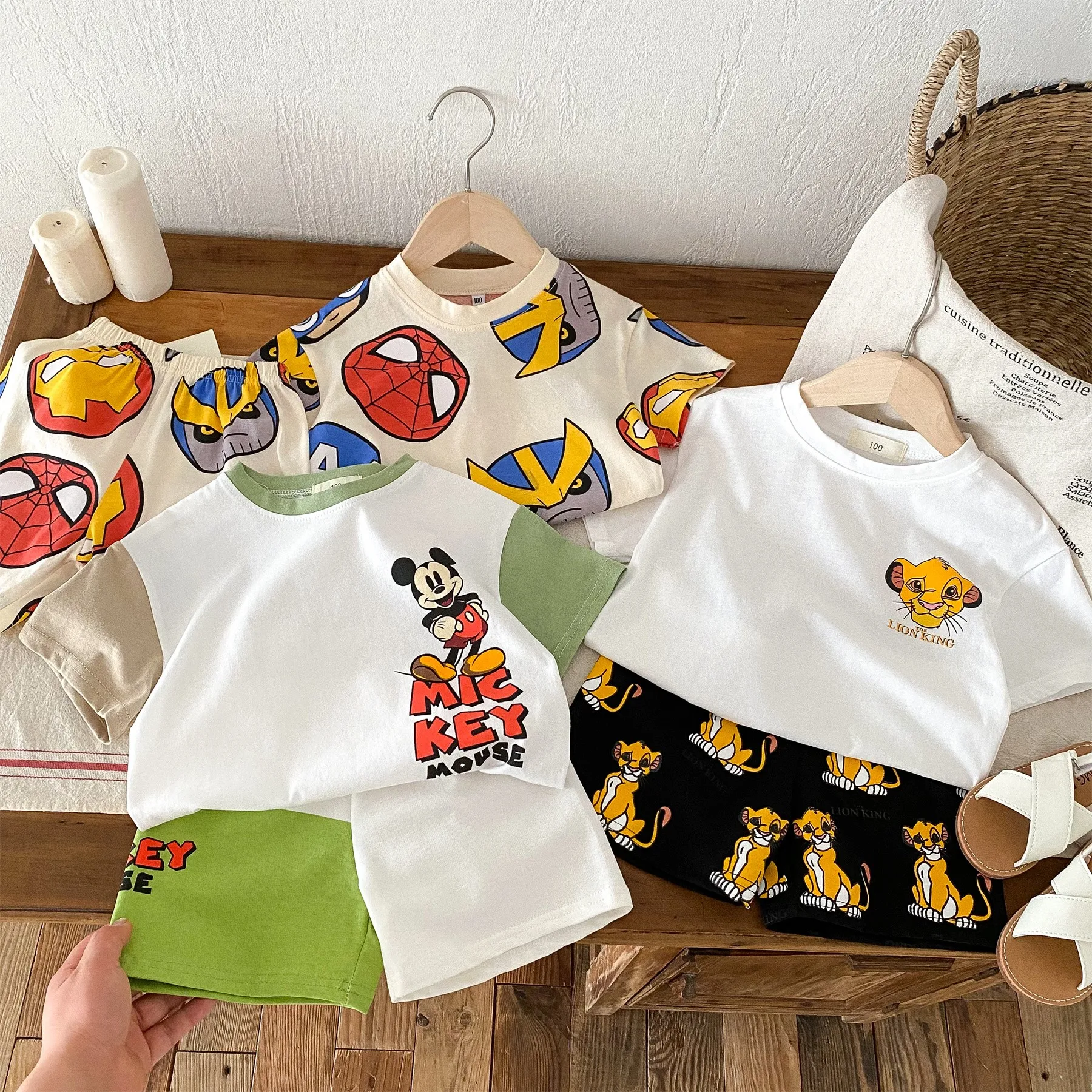 2024 New Short Sleeve Suit Summer Clothing Cartoon Printed Children T-shirt + Shorts Two Piece Set Baby Boys Girls Tracksuits