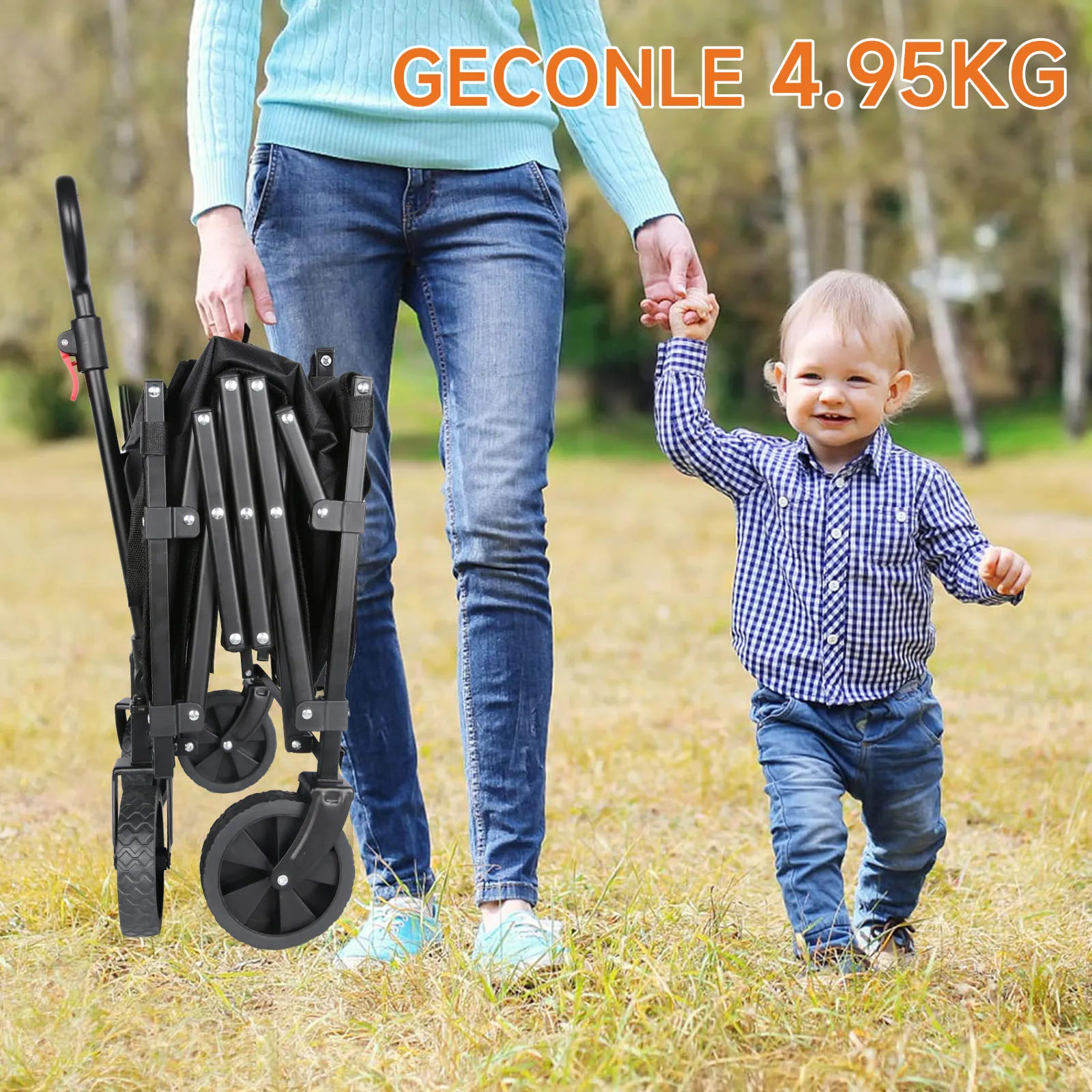 عربة تخييم محمولة قابلة للطي 100 لتر 75 كجم 165 رطل تحميل عالي التحمل 4 عجلات 360 درجة °   عربة سفر للنزهات على الشاطئ قابلة للدوران في الهواء الطلق