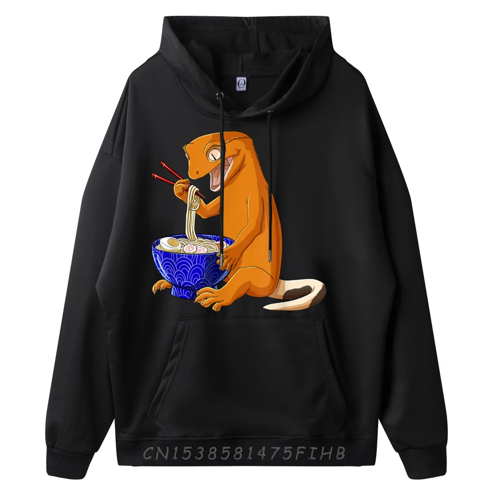 Funny Japanese Kawaii Ramen Reptile Crested Gecko Vintage Sweatshirts Fashionable New In Tops And Oversize Long Sleeve