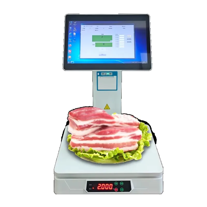 AI Recognition Dual Screen All-in-One POS Scale for Weighing and Checkout in Supermarket Convenience Store