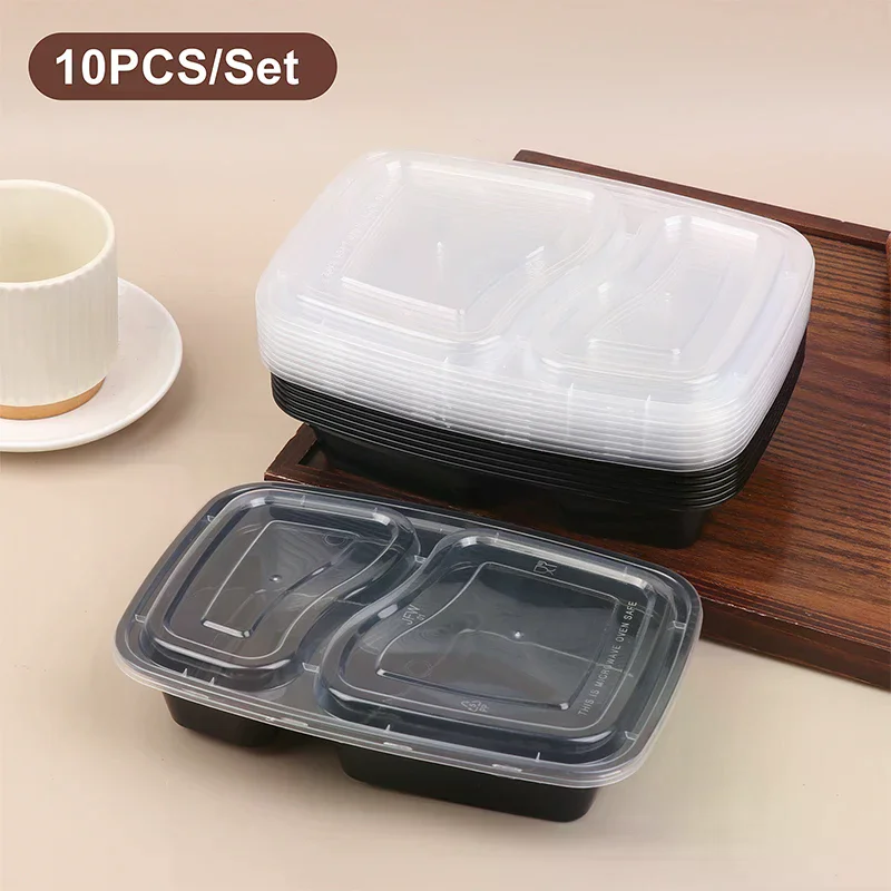 

10Sets Disposable Takeout Packaging Food Boxes With Clear Lids Microwave Food Storage Boxes Kitchen Refrigerator Containers