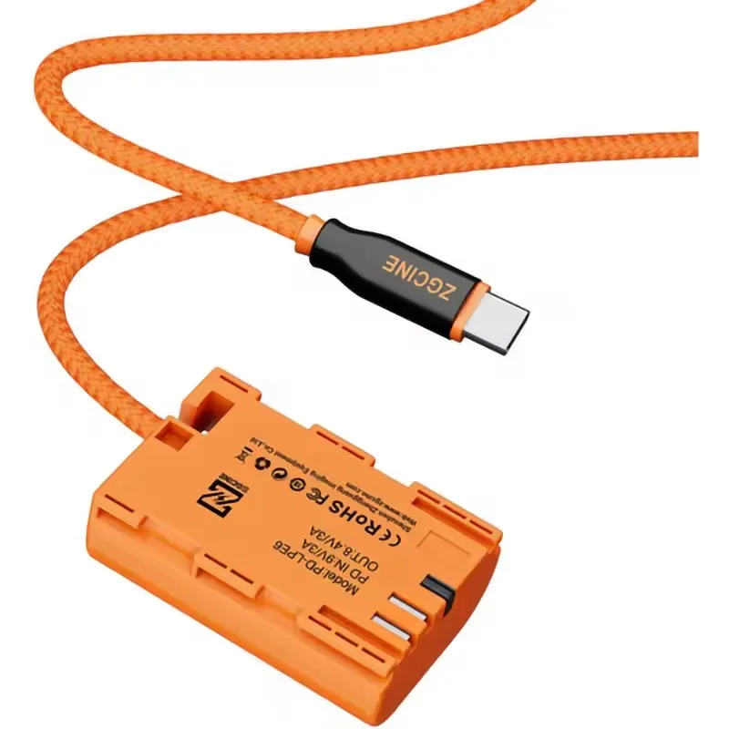 ZGCINE PD-LPE6  USB-C PD to LP-E6 Dummy Battery with Braided Wire For Canon Camera view 6