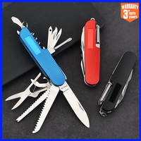 11 IN 1 Multi-purpose Knife Multitools Stainless Steel Folding Knife Wood Handle Outdoor Keychain Pocket Knife Tools