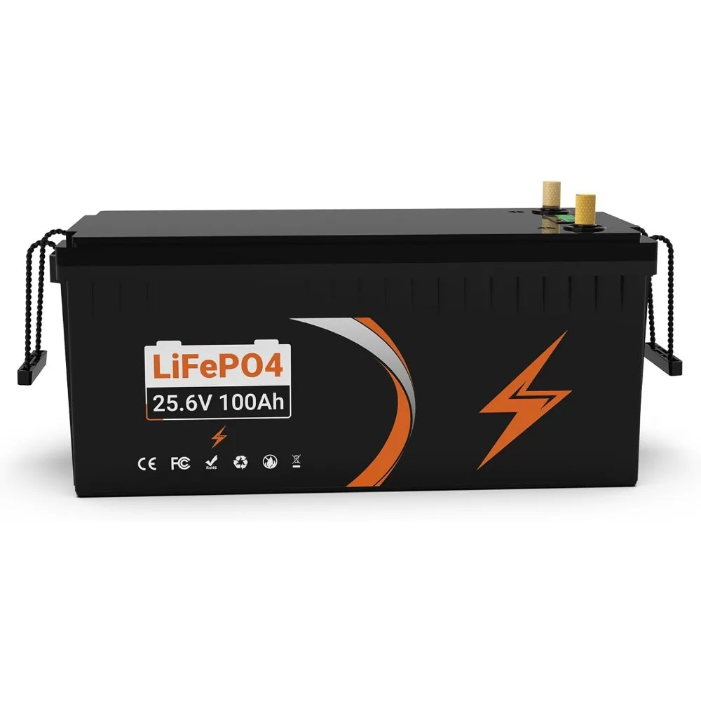 24V 100Ah LiFePO4 Battery, 2560 Wh Lithium Battery, Up to 15000 Deep Cycle Lithium Battery 100 A BMS, Class A LiFePO4 Cells