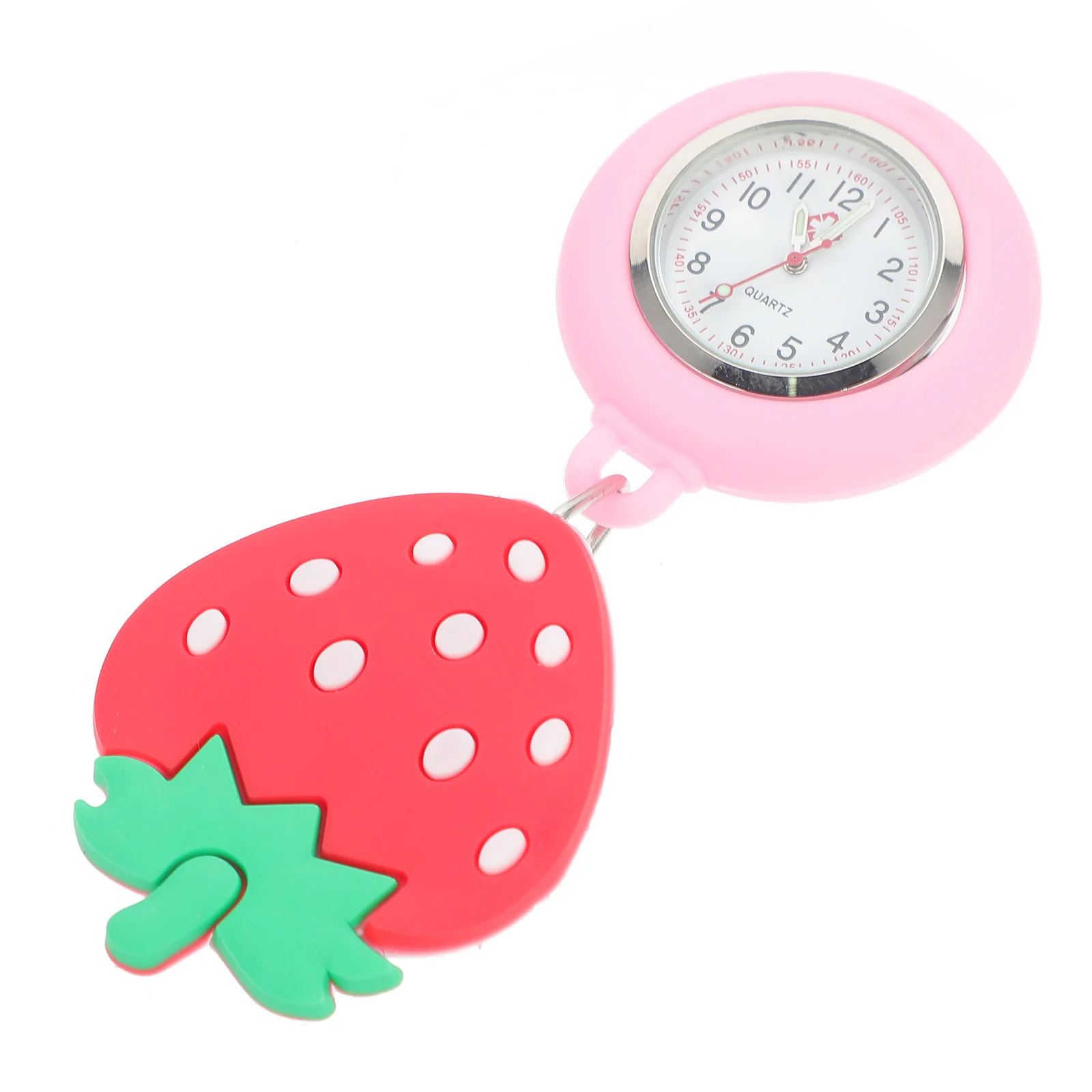 

Nurse Pocket Watch Strawberry Design Clip On Hanging Watch for Nurses Doctors Large Dial Stretchable Fob Watches Gifts