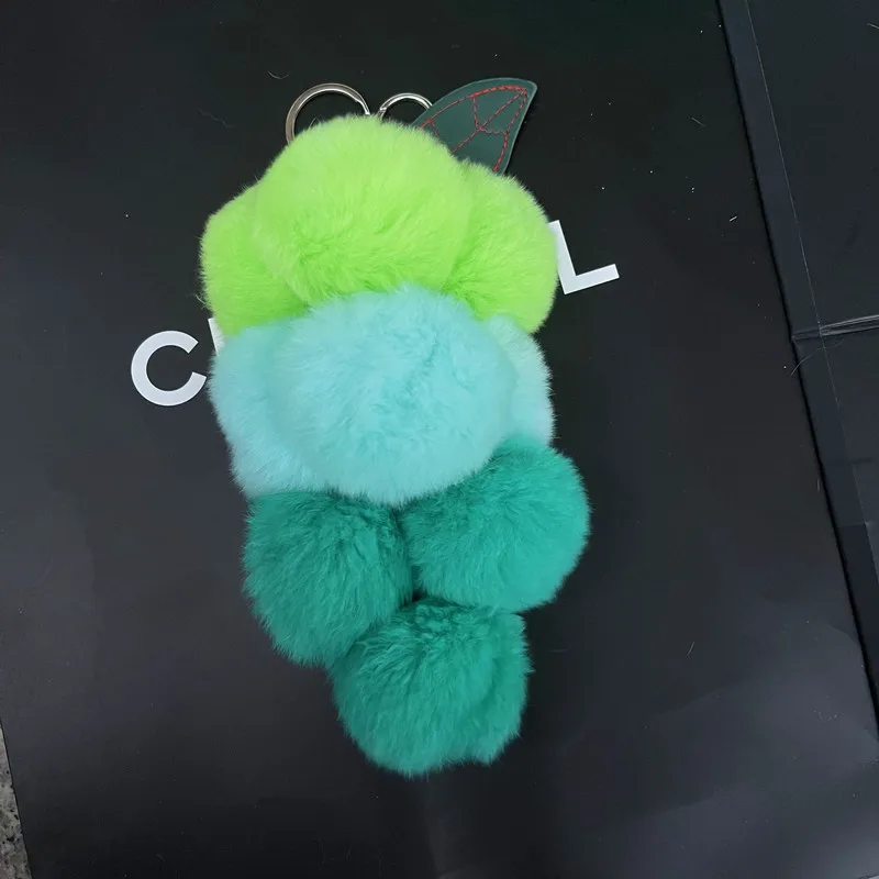 2024 New Pompom Grape Keychain Cute Fluffy Plush Grape Keychains Women Girl Bags Keyrings Cars Key Ring Gift Charming Decoration image 4