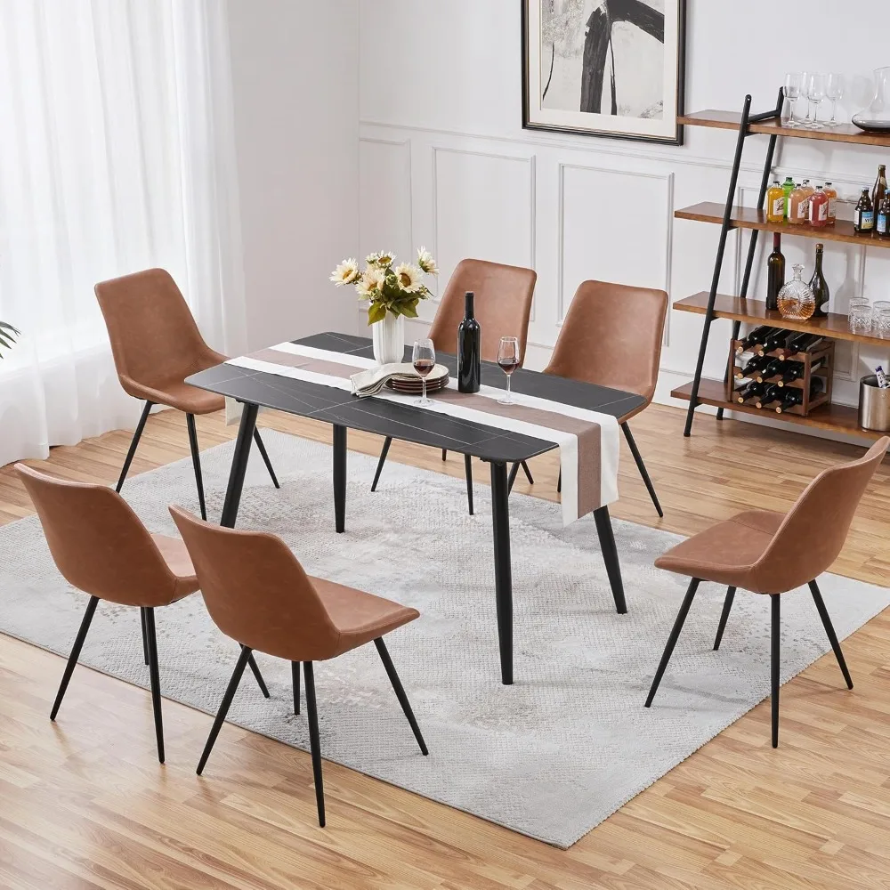 Dining Room Chairs Set of 4 Upholstered Kitchen Dining Chairs with Faux Leather Metal Legs for Kitchen Dining Room