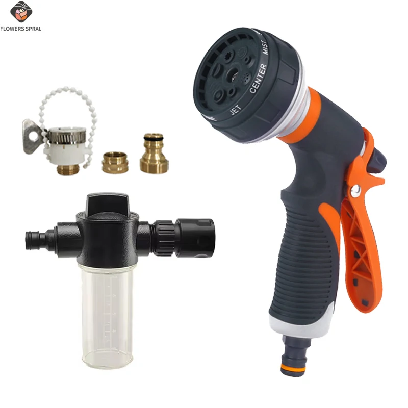 Garden Hose Nozzle 8 Adjustable Spray Modes, High-Pressure Nozzle, Used For Garden Watering And Car Washing