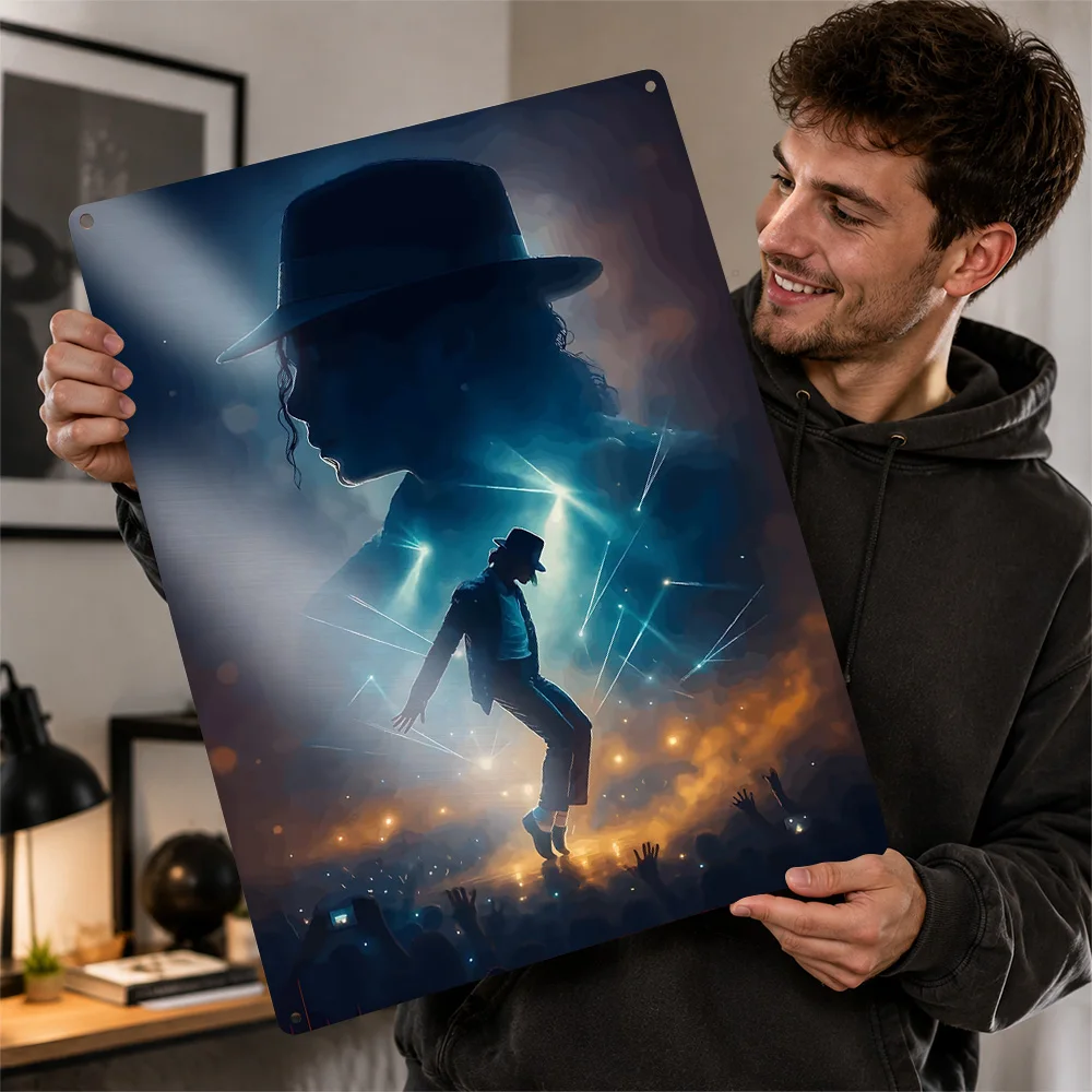 Michael Jackson Performance Digital Illustration Aluminum Poster Customized Metal Sign Pop Tribute Wall Art For Dedicated Fans