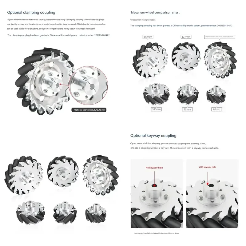 2026 Hot Sale for WHEELTEC Mecanum Wheels 60mm 75mm 100mm 127mm 152mm Diameter Omni Directional Wheel for Car AGV