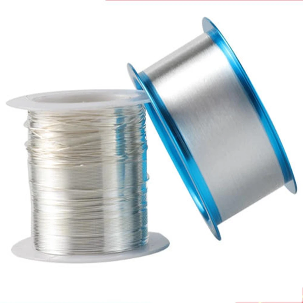 سلك فضي نقي فائق الدقة مستدير 99 100 متر 200 متر 400 متر كابل فضي لحام إلكتروني Led سلك أبحاث التعبئة والتغليف #1