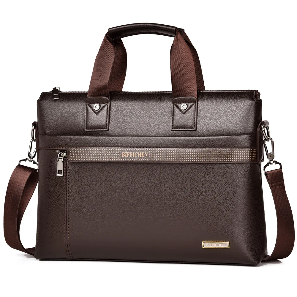 2026 New Luxury Brand Man Handbags Leather Laptop Briefcase Business A4 Document Bags For IPAD Office Male Vintage  Shoulder Bag view 2