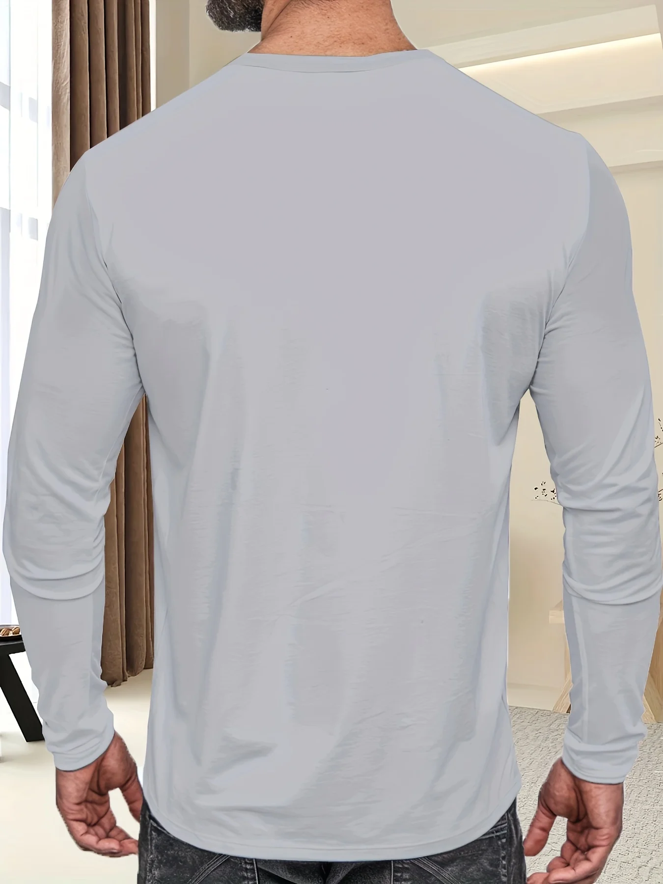 Men's Love Letter Printing Long Sleeve T-Shirt Fashion Collocation Round Neck Comfortable Breathable Top Suitable for Everyday